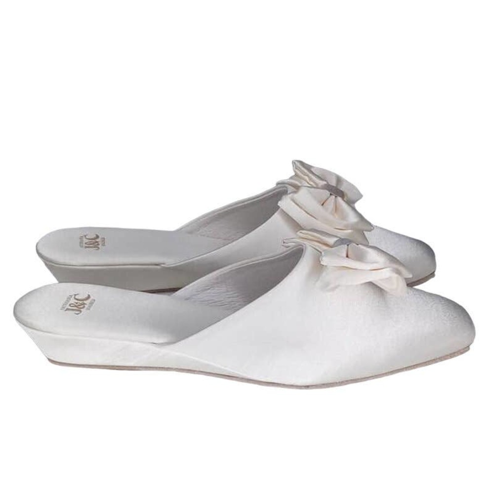 J&C Madrid Satin Boudoir/Bridal Slide Slippers Women's Size 8 - Picture 4 of 5